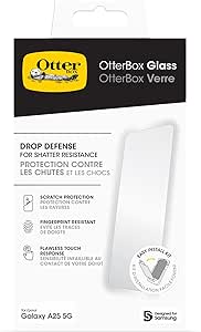 OtterBox Glass Screen Protector for Samsung Galaxy A25 5G, Tempered Glass, Scratch Protection, Drop Defense for Shatter Protection, Non-Retail Packaging