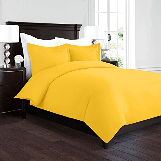 Nestl Bedding Duvet Cover, Protects and Covers your Comforter/Duvet Insert, Luxury 100% Super Soft Microfiber, Twin Size, Color Yellow, 2 Piece Duvet Cover Set Includes 1 Pillow Shams