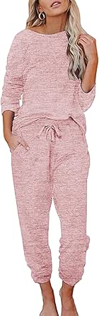 Ekouaer Womens Pajamas Set Long Sleeve Loungewear Soft Lounge Set Joggers with Pockets