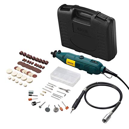 URCERI Rotary Tool Kit with Flex Shaft and 100 Accessories, 6 Adjustable speed, 120V/60HZ Frequency, 135W Power and 35000 rpm No-Load Speed, Multiple-Function for Craft Projects