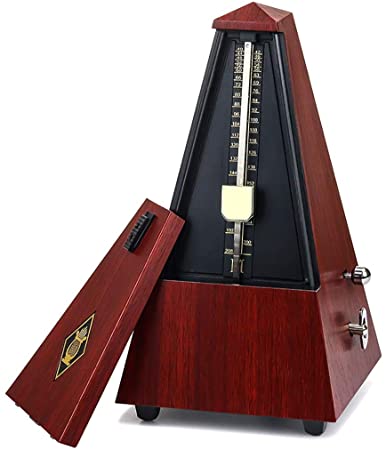 Top-Spring Antique Mechanical Metronome Pure Copper Movement Mahogany Color Imitation Wood Music Timer for Piano Guitar Musical Instrument
