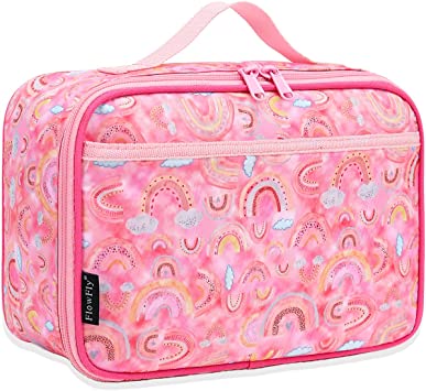 FlowFly Kids Lunch box Insulated Soft Bag Mini Cooler Back to School Thermal Meal Tote Kit for Girls, Boys, Rainbow