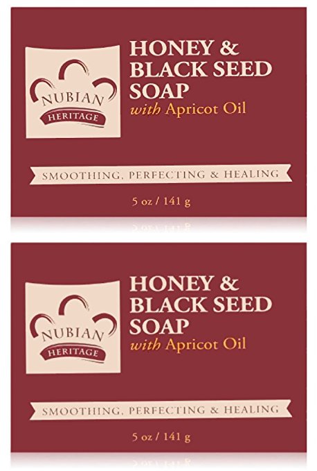 Nubian Heritage Soap Bar, Honey and Black Seed, 5 Ounce (2 Pack)