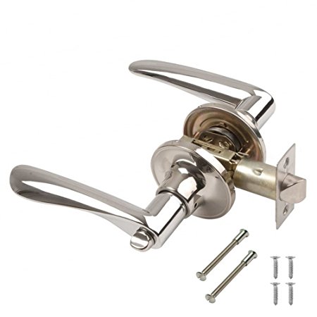 TRIDENT Door Handle Pair Lever on Rose Set with Adjustable Latch Privacy Polished Chrome Plated