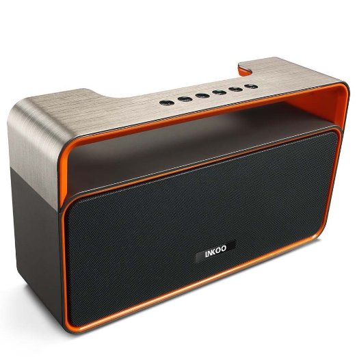 Bluetooth Stereo Speaker, LNKOO Classic Sound Cannon Portable Wireless Powerful Sound with Enhanced Bass Surround BoomBox Subwoofer with FM Radio for Home and Outdoor Party Beach Picnic - Orange