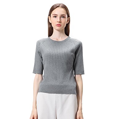 Womens Ladies T-Shit Knitted Plain Chunky Jumper Top Sweater