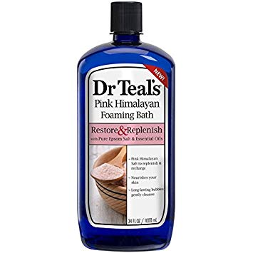 Dr Teal's Restore & Replenish Pure Epsom Salt & Essential Oils Pink Himalayan Foaming Bath 34 oz (Pack of 2) Dr. Teal's