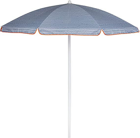 ONIVA - a Picnic Time brand 822-00-332-000-0 5.5 Ft. Portable Beach Umbrella Outdoor Furniture, Wave Break Gray Pattern