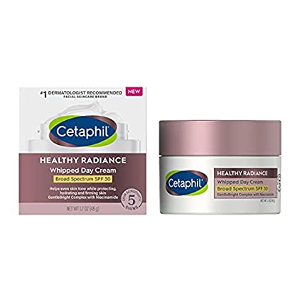 Face Day Cream by Cetaphil, Healthy Radiance Whipped Day Cream w/SPF 30, Visibly Reduces Look of Dark Spots, Brightening Lotion, Designed for Sensitive Skin, Hypoallergenic, Fragrance Free, 1.7oz