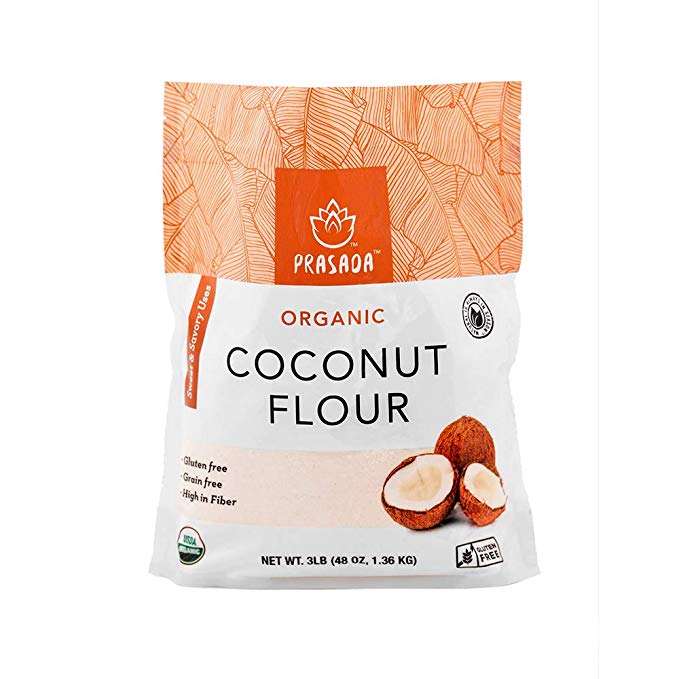 Prasada Organic Coconut Flour (48oz) | Wheat-Free, Non-GMO, Gluten-Free, Keto-Friendly, Paleo Diet Friendly