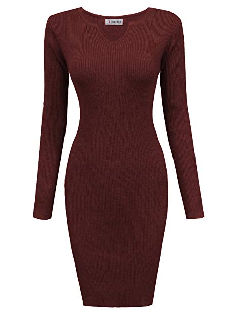 Tom's Ware Womens Casual Fitted Package Hip Sweater Mini Dress