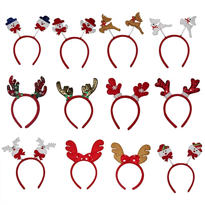 TOYMYTOY 12pcs/set Christmas Theme Costume Headbands Hair Bands for Girls Adult Cosplay Christmas Party