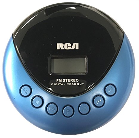 RCA Personal Music CD Player with FM Radio and Skip Protection, RP3013, Blue/Black (Non-Retail Packaging)