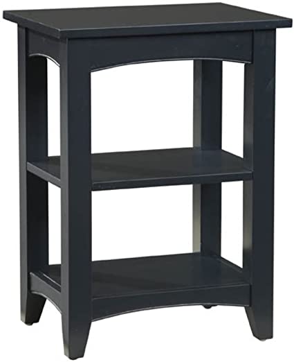 Alaterre Shaker Cottage End Table with 2 Shelves, Charcoal Gray