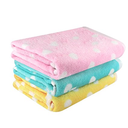 Airsspu Pet Dog Blanket - 3 Pack 3 Colors Cat Puppy Blanket Soft Warm Sleep Mat - For Couch,Car, Bed - Dog Cat and Other Small Animals