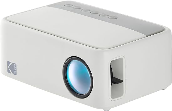 KODAK FLIK X1 Mini Pico Projector | Portable Compact 100” Projector with Remote Control & 2W Speakers Plays Movies, TV Shows & Games | Compatible with HDMI, USB, AV, Smartphone, Firestick | White