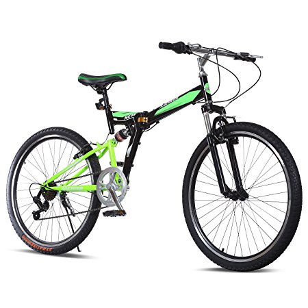 Ancheer Mountain Bike 26" Wheels 7 speed Folding Dual-Suspension Mountain Bicycle