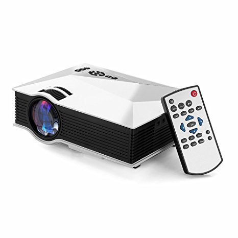Quarice UC46 1200 Lumens WiFi Wireless Full Color 130" Image Pro Mini Portable LCD LED Home Theater Cinema Game Projector - Support HD 800x480P Video /IP/IR/USB/SD/HDMI/VGA - White