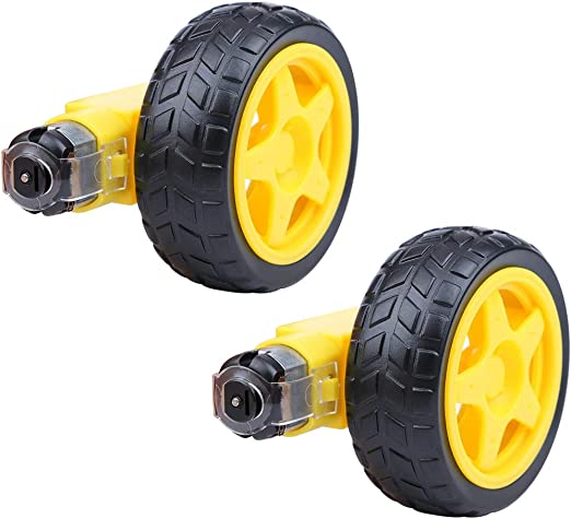 HiLetgo 2pcs Smart Car Robot Plastic Tire Wheel with DC 3-6V Gear Motor for Robot 65 * 27MM