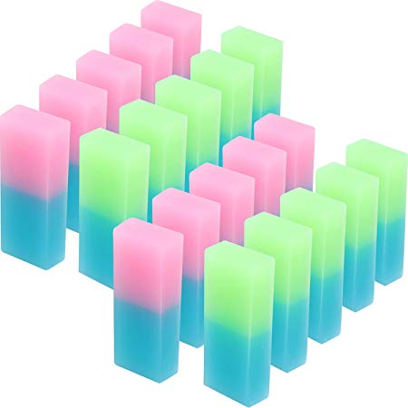 Boao Double Colored Pencil Eraser Flexible Rubber Erasers for School Office Supplies (20 Pieces)