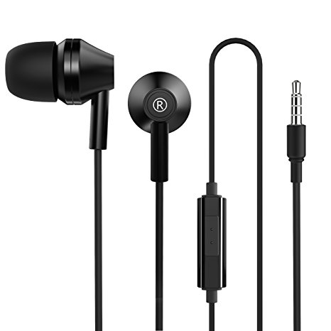 Earphones Headphones, Gvoo Heavy Deep Bass in-ear High Definition Stereo Earphones Noise Isolating Tangle Free Ear Buds with Microphone for iPhone, iPad, iPod, Samsung and MP3/MP4 Players – Black