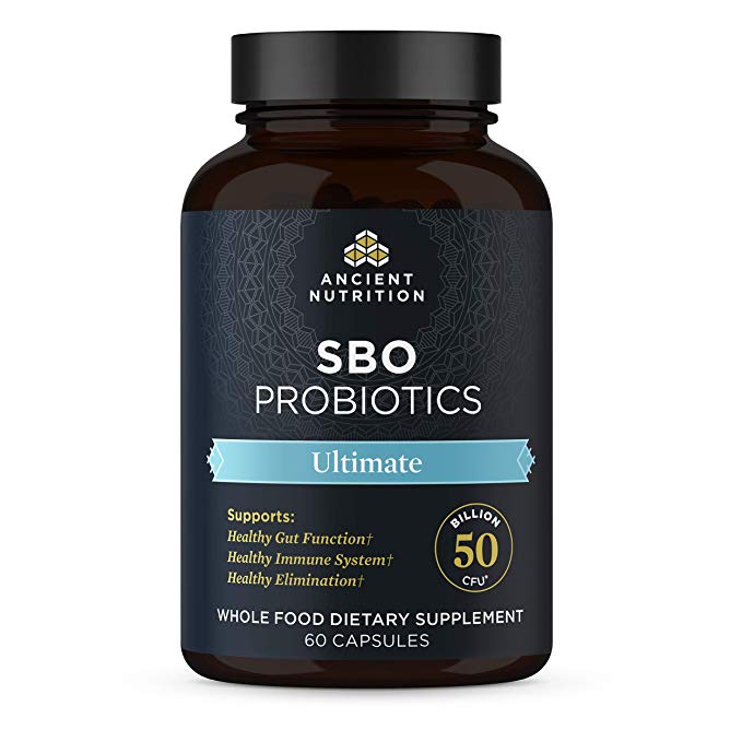 Ancient Nutrition SBO Probiotics Ultimate, 50 Billion CFUs* Per Serving, Multi Strain Soil Based Organisms Blend and Organic Fermented Botanical Blend, 60 Capsules