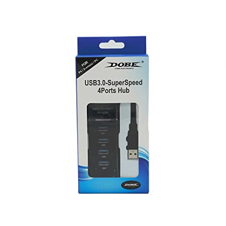 Mcbazel DOBE 4 Port USB 2.0 3.0 Hub Super Speed High Speed Splitter Expansion Hub for PS4 Slim PS4 Pro Xbox One Slim Xbox 360 PC Black