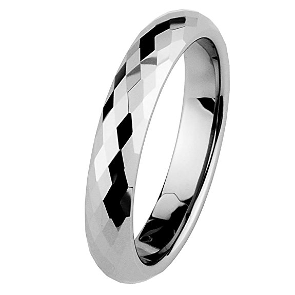 4mm Faceted Tungsten Wedding Band