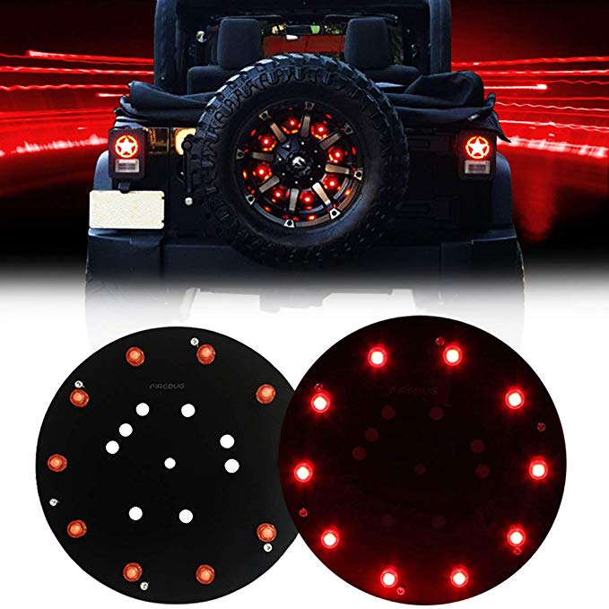 FIREBUG Jeep 3rd Brake Light LED, Jeep Spare Tire Brake Light, Jeep LED Brake Light, Jeep Accessories Lights for Spare Tire, Jeep Wrangler Spare Tire Brake Light JK JKU 2007-2017, Red, New