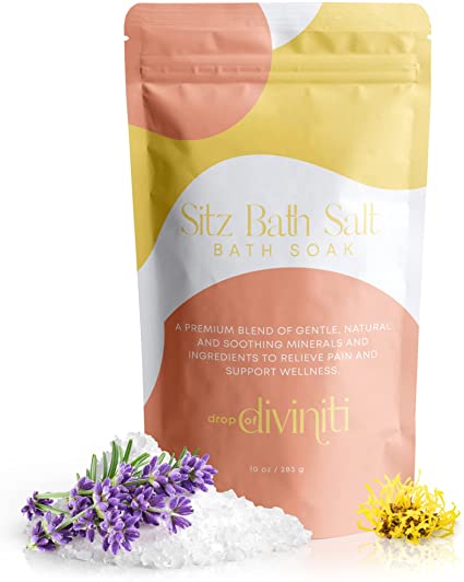 Drop of DiviniTi Sitz Bath Salt - Use with Sitz Bath for Hemorrhoids Treatment & Postpartum Essentials - Sitz Bath Soak, USA 100% Organic Epsom Salt Bulk - Essential Oils - Hemmoroid Treatment 10oz
