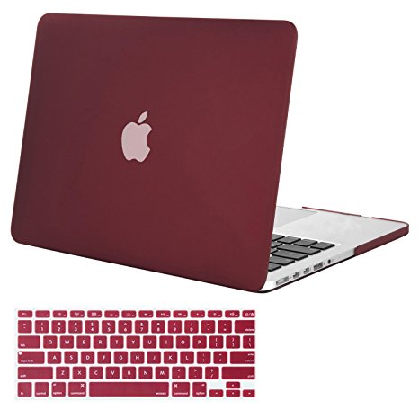 Mosiso Plastic Hard Case with Keyboard Cover Only for MacBook Pro 13 Inch with Retina Display No CD-Rom (A1502/A1425, Version 2015/2014/2013/end 2012), Marsala Red