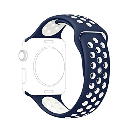 Ontube For Apple Watch Band Nike  Series 1/2,(Not Fit iWatch 38mm) Soft Silicone Sport Bracelet Replacement Strap for iwatch band M/L Size 42mm Navy/White