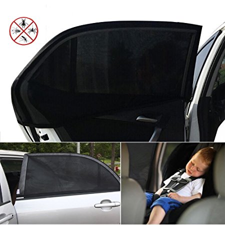 ieGeek Car Sun Shades Cover Car Window to Protect Your Baby, Children, Kids, Pet from Sun- Block UV Rays - 1 Set (2 pieces) - Fit Most Cars - without Clings or Suction Cups, Easy & Flexible to Use (Medium Size)