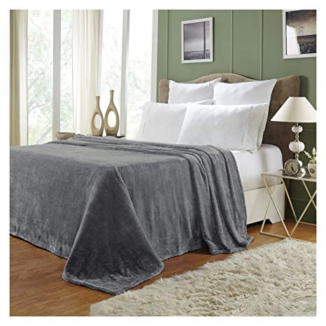 Superior Quality All-Season, Plush, Silky Soft, Fleece Blankets and Throws, Silver, Full/Queen