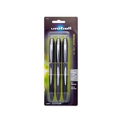 uni-ball Jetstream Ballpoint Pens, Bold Point (1.0mm), Black, 3 Count