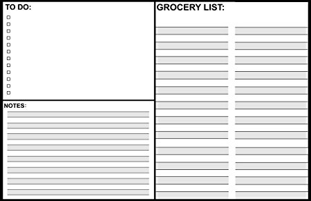 Magnetic Dry Erase White Board 17" x 11" - dry erase board - refrigerator message board - notes with a to do list and a section for a grocery list.