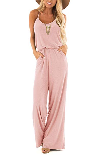 Dressmine Women's Sexy Wide Leg Jumpsuits Casual Sleeveless Long Pants Jumpsuits Rompers
