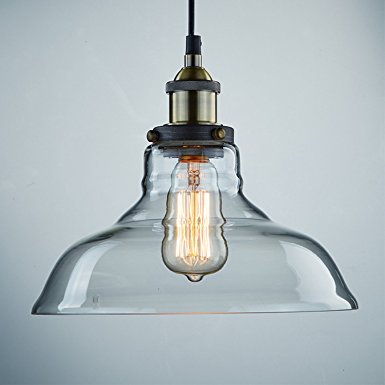 CLAXY Vintage Industrial Clear Glass Ceiling Lamp Shade Pendant Light