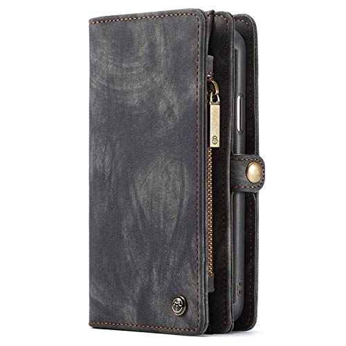 Leather Wallet Phone Case iPhone X/8/8 Plus/7/7 Plus/XS/XS Max/XR Premium Zipper Flip Wallet Case Cover With Detachable Magnetic Hard Case,4 Colors