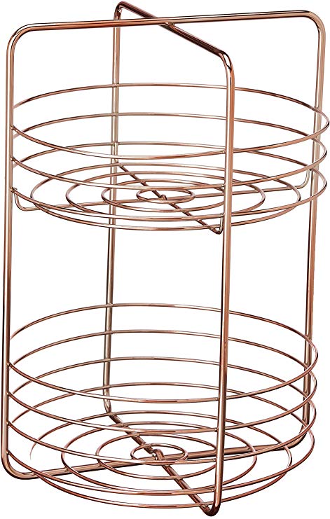 Inspired Living ME9385 Bowl Kitchen BASKETSTAND Copper Criss Cross Collection FRUIT BASKET - 2 TIER,