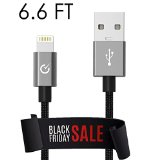 Volts Solutions 6ft Lightning to USB Cable Nylon Braided Charger with Aluminum Case 8-pin Connector for Smartphones and Tablets - Gray