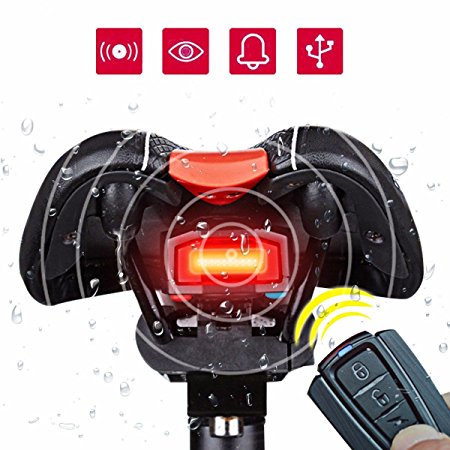 Bike Taillight OUTERDO 3 in 1 Bicycle Wireless Taillight Cycling Alarm Mountain Bike Bell Bike Tail Light USB Charging Waterproof