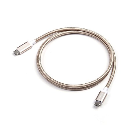 USB Type C Nylon Cable (3.3ft/1m) - Type C 3.1 to Type C 3.1 Data Charging Cable support 38402160 Lumsing Reversible Design Backward USB-C to USB-C for Nexus 6P, Pixel C, Apple Macbook 12 Inch(Gold)
