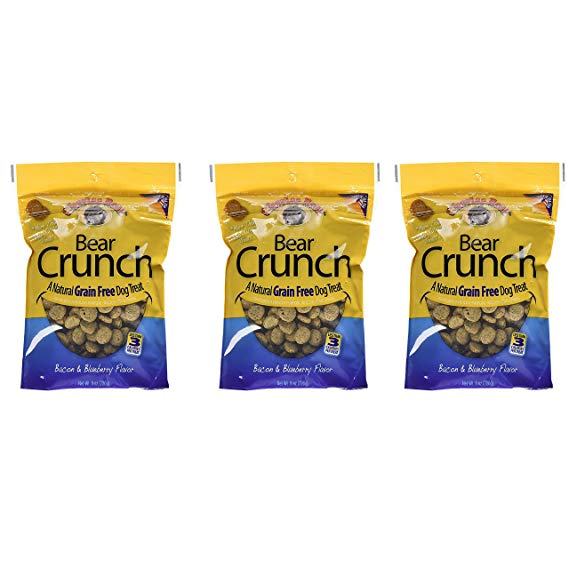 Charlee Bear Crunch Grain Free Dog Treats - Bacon and Blueberry Flavor - 8 oz Packs