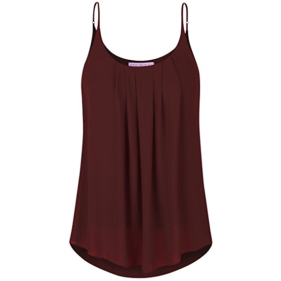 Simier Fariry Women's Chiffon Layered Cami Casual Loose Fit Tank Tops