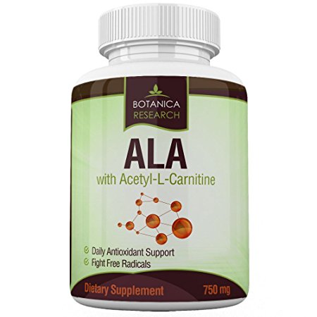 Alpha Lipoic Acid with Acetyl L Carnitine - Anti Aging Supplement Formula with ALA & ALC to Increase Energy and Provide Fatigue Relief 60 capsules