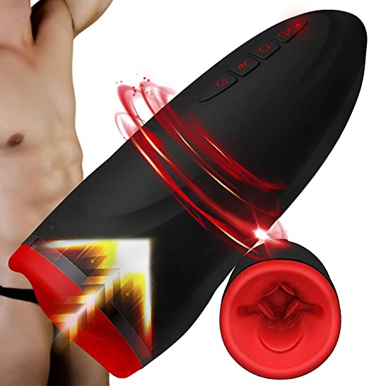 Male Masturbator Electric Automatic Masturbation Male Sex Toy, 7 Vibration Frequencies & 3 Speeds and 7 Sucking Modes with Heating Mouth Vagina Oral Sex Cup for Man