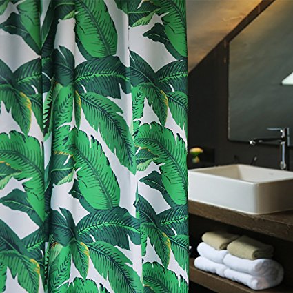 Green Washable Fabric Shower Curtain Mold Resistant for Bathroom,Water-Repellent 72x78 Inch