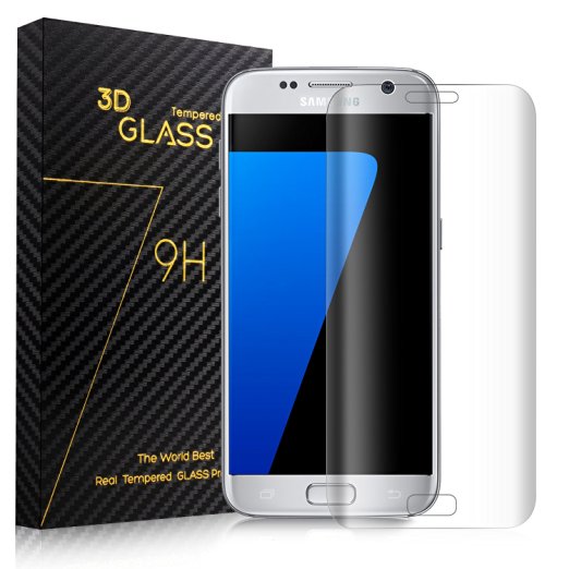 Xcords Galaxy S7 Edge Screen Protector 3D Tempered Glass Screen Film Full Coverage Bubble-free Installation, Ultra HD Clear, Anti-fingerprint with Microfiber Cloth for Samsung Galaxy S7 Edge