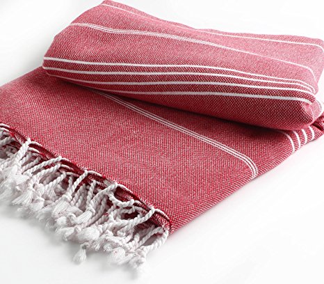 Pestemal Blanket Throw Turkish Striped Beach Towel Picnic Home Bed 59x79 TM by Cacala Red